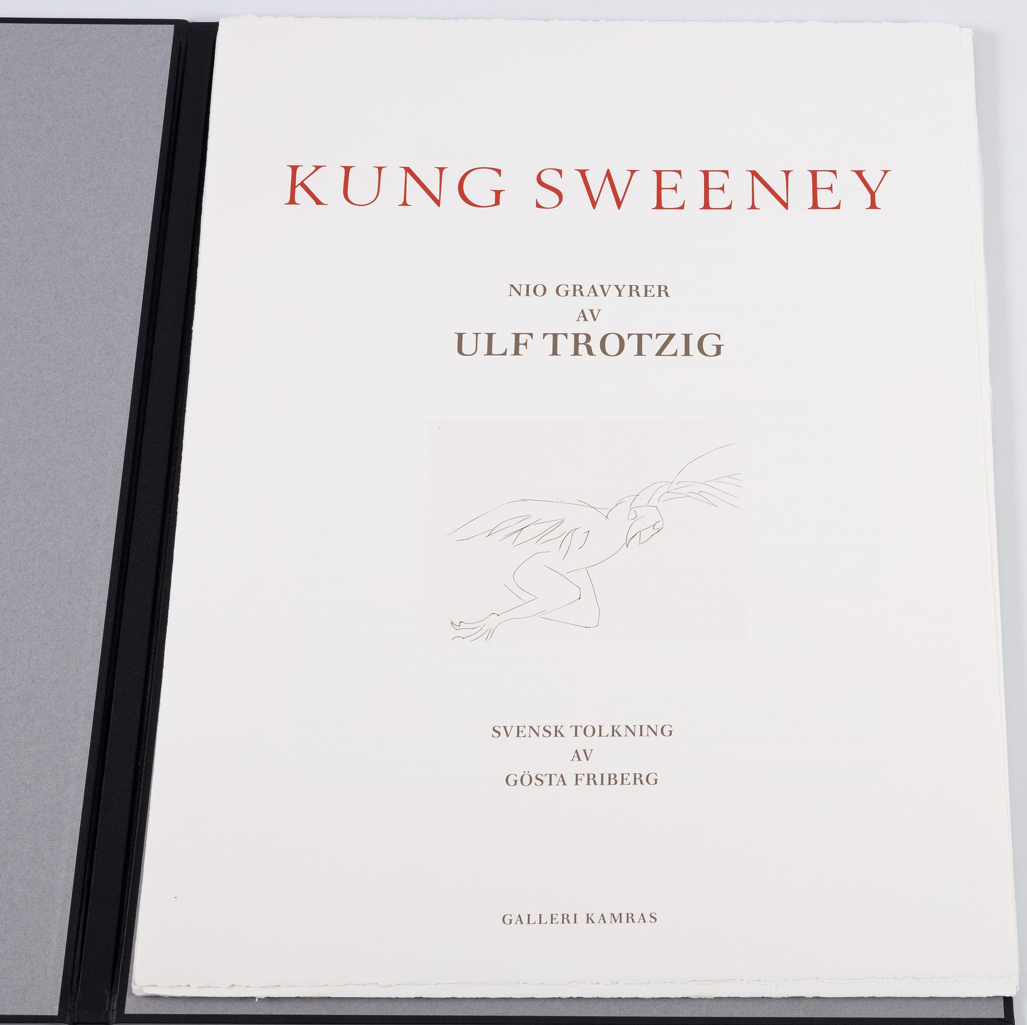 Ulf Trotzig, "King Sweeney", portfolio with nine colour etchings.