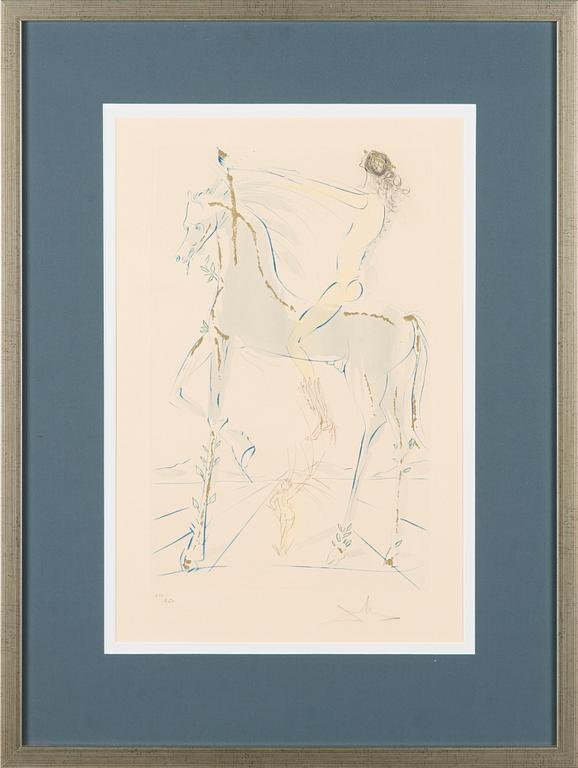 Salvador Dalí, etching with colour and gold dust, signed and numbered 191/250.