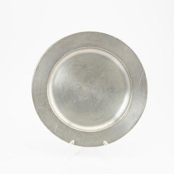 Firma Svenskt Tenn, a set of six pewter plates, Stockholm 1970.