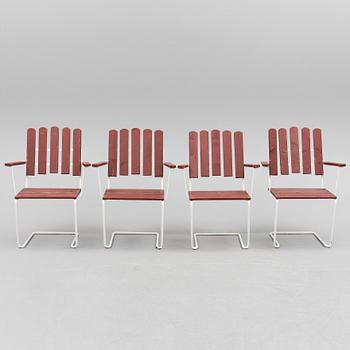 Four second half of the 20th century garden armchairs by Grythyttan stålmöbler.