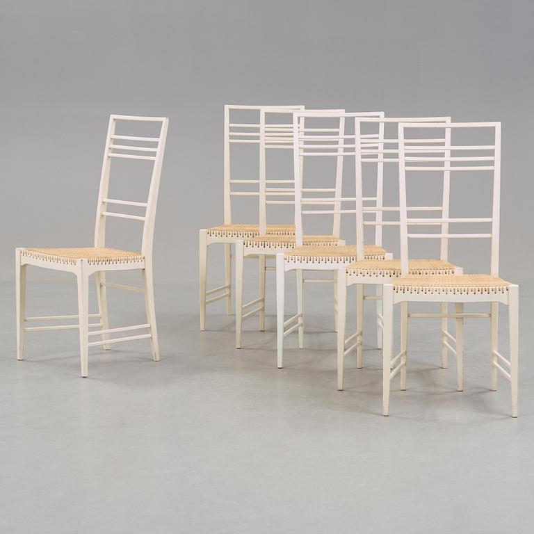 Erik Chambert, A set of six Erik Chambert 'Poem' white lacquered chairs, Chambert's, Sweden 1950's.