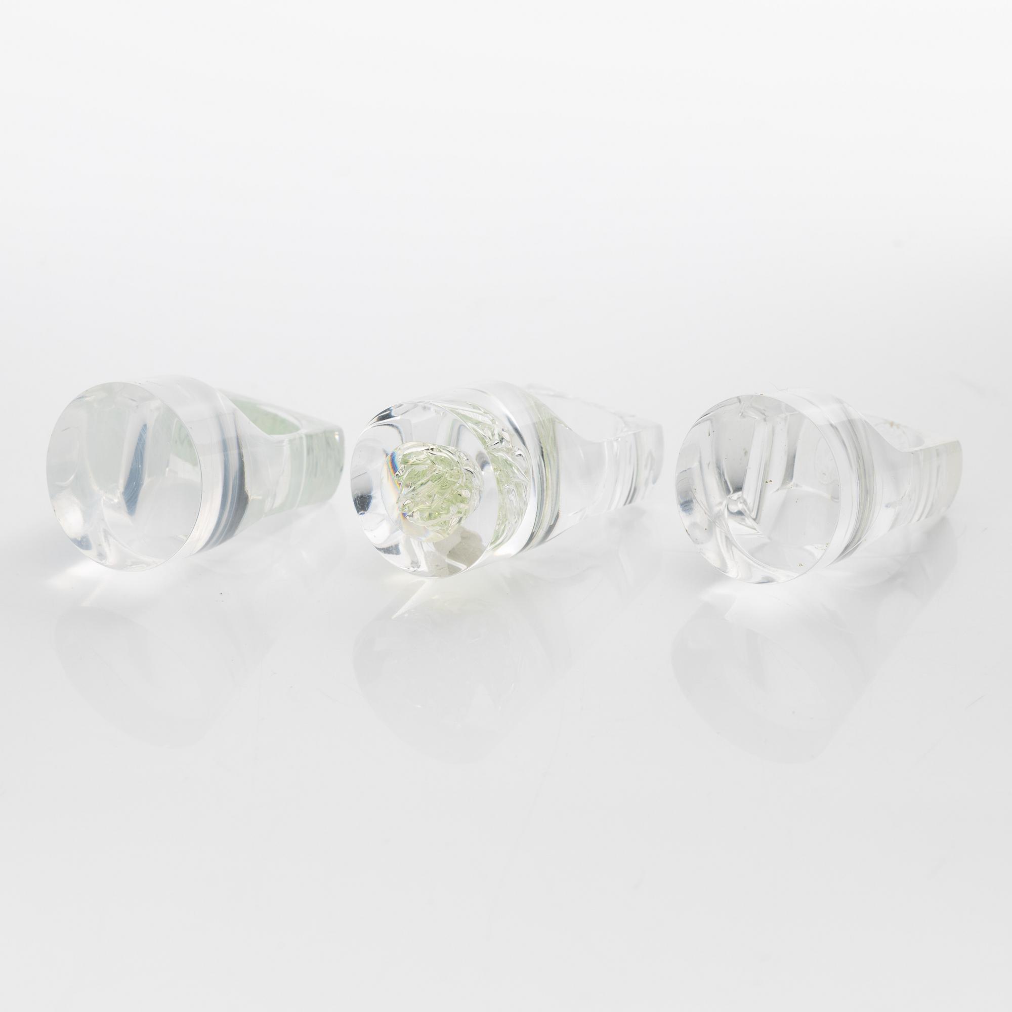 Siv Lagerström, tre ringar akrylplast, 1970-tal.