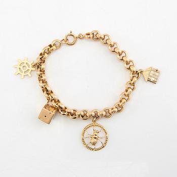 Bracelet with charms 18K gold, Vicenza Italy.