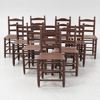 A set of ten Swedish ladder-back chairs, first part of the 19th century.