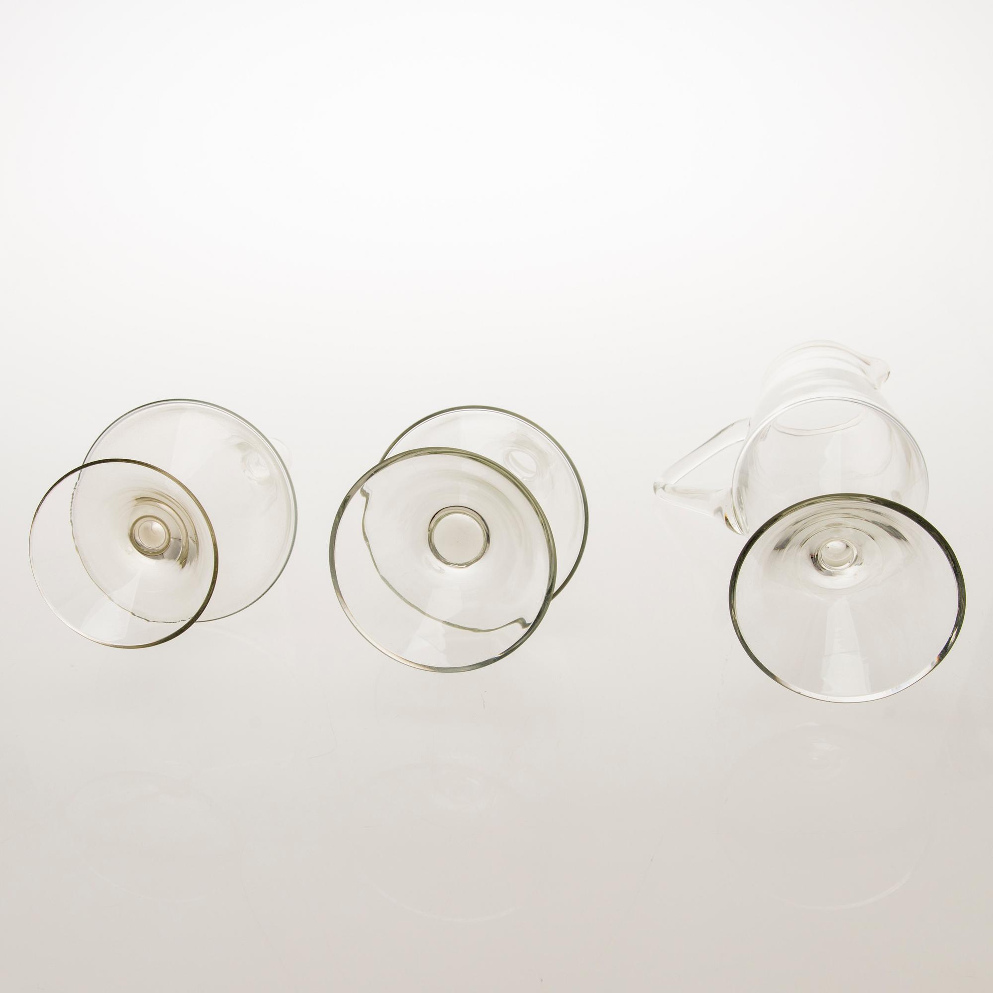TAMARA ALADIN, KARAFFER, 3 st, glas, X-serien, Riihimäen Lasi 1961-64. Modellerna formgivna 1961.
