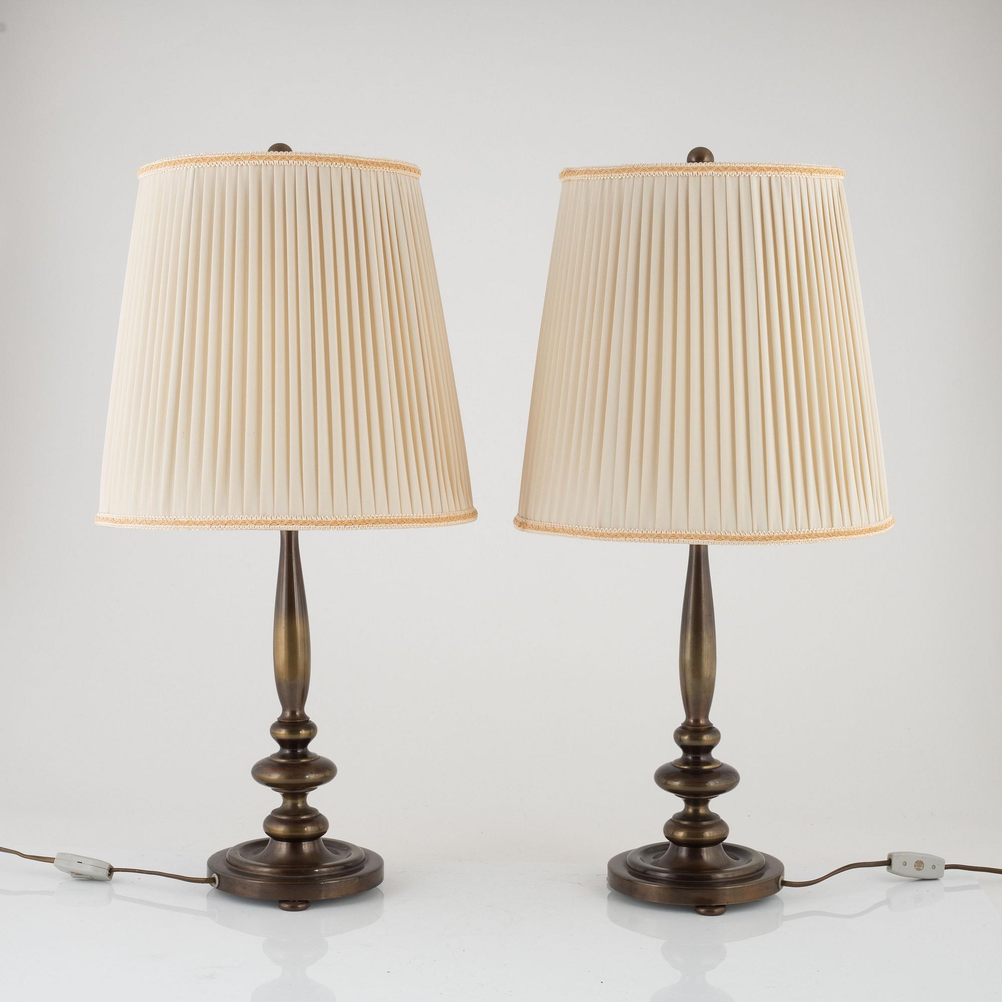 Table lamps, a pair, from around the mid-20th Century.