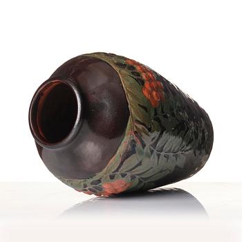 Hilma Persson-Hjelm, a glazed earthenware art nouveau vase, executed in her own studio, Arvika 1913. No 2241.