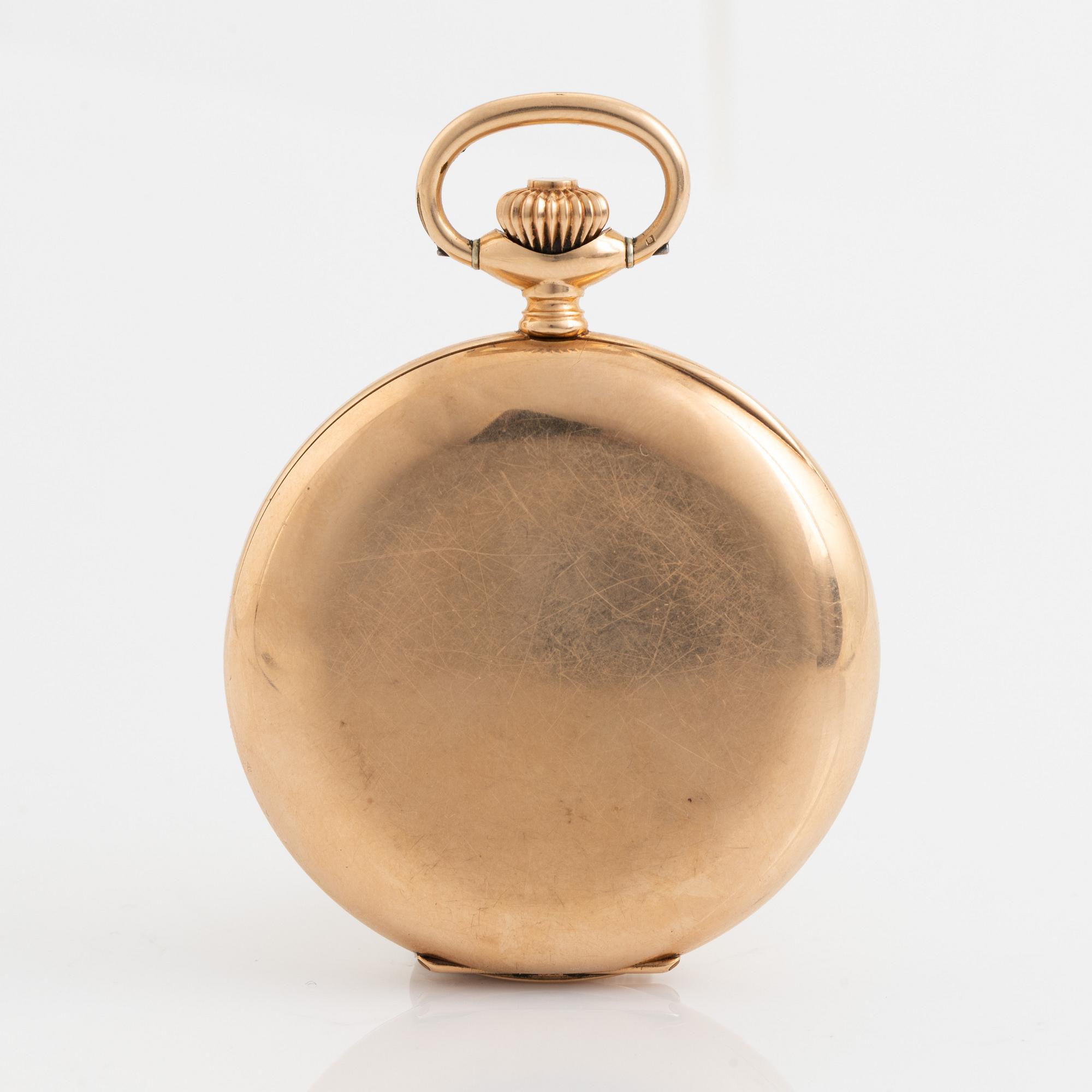 Zenith, pocket watch, 14K gold, hunter, 51,5 mm.