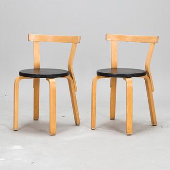Alvar Aalto, stolar, 6 st, modell 68, Artek 1960-tal.