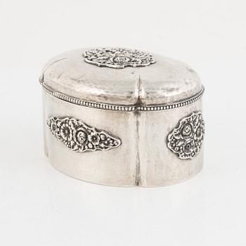 A silver sugarbox, Swedish import marks, 20th Century.