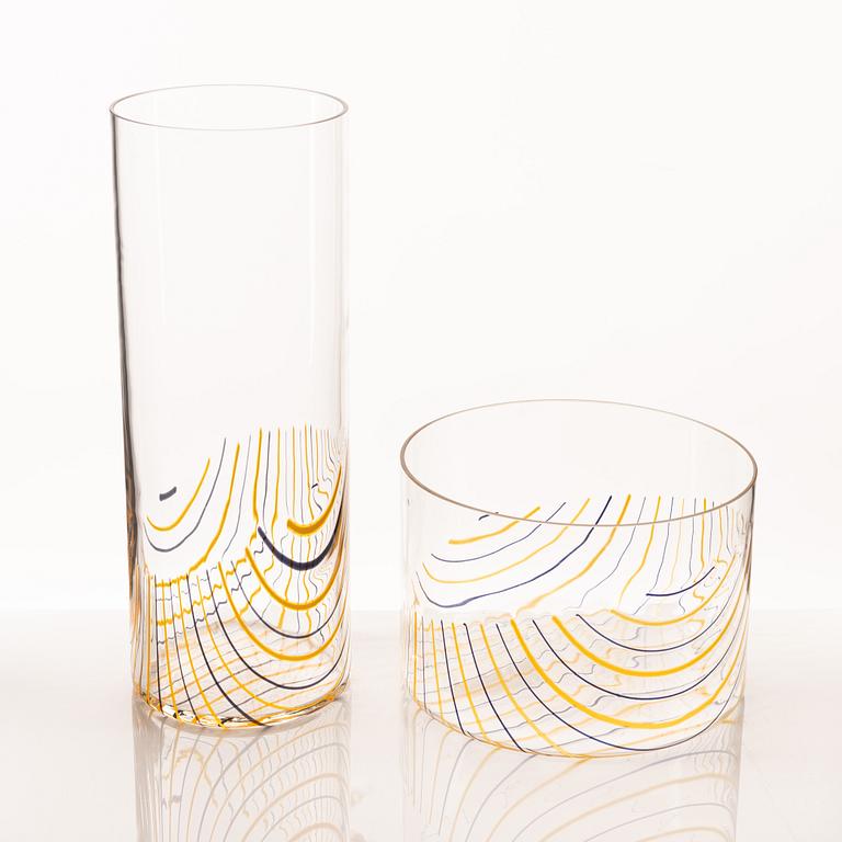 Rosanna Toso, vas och skål, glas, Fratelli Toso, Italien, 1900-talets andra hälft.
