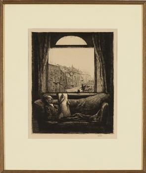 Axel Fridell, "Liggande tidningsläsare" (Mr. Foss).