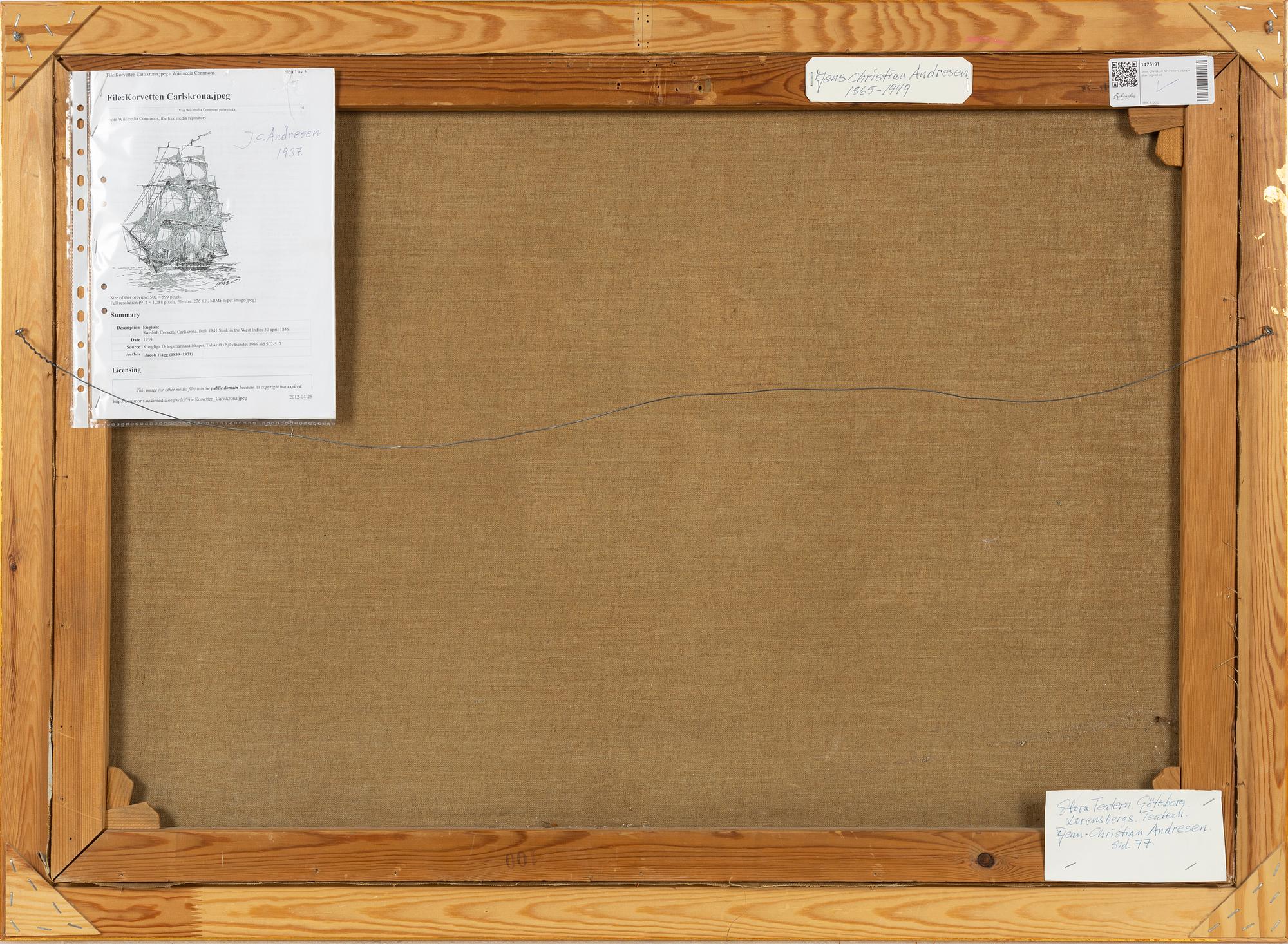 Jens Christian Andresen, oil on canvas, signed. dated 1937.