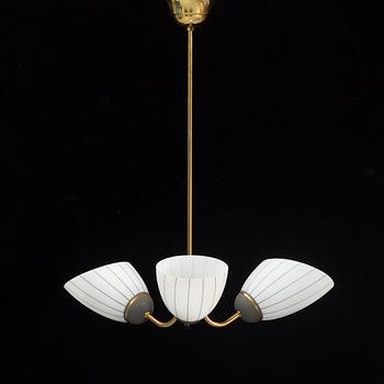 A brass ceiling lamp, mid 20th century.