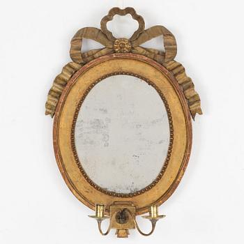 Spegellampett, för två ljus, Stockholmsarbete, sent 1700-tal, Gustaviansk.