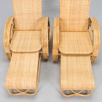 A rattan lounger, late 20th century.