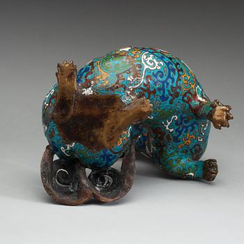 A cloisonné figure of a Buddhist Lion, Qing dynasty (1644-1912).