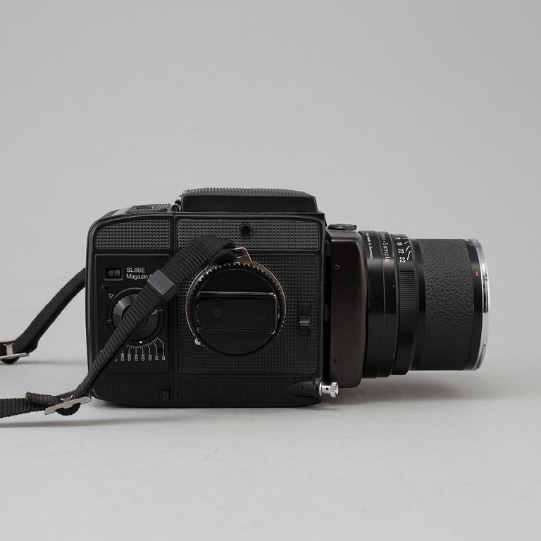 MELLANFORMATSKAMERA, Rolleiflex SL 66 E, nr 902510006, med tre objektiv.