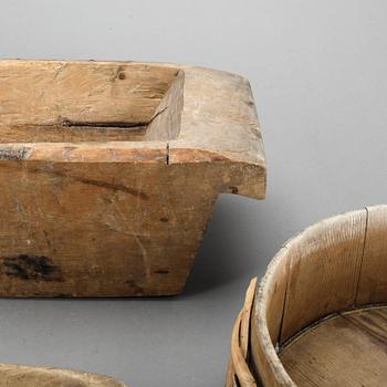 TRÅG, 3st, allmoge, 1800-tal.