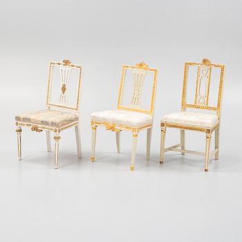 Chairs, 12 similar pieces, late Gustavian, Lindome, late 18th century - early 19th century.