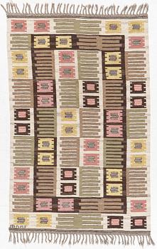 Märta Måås-Fjetterström, Rug, “Nyponblomman”, flat weave, signed AB MMF.