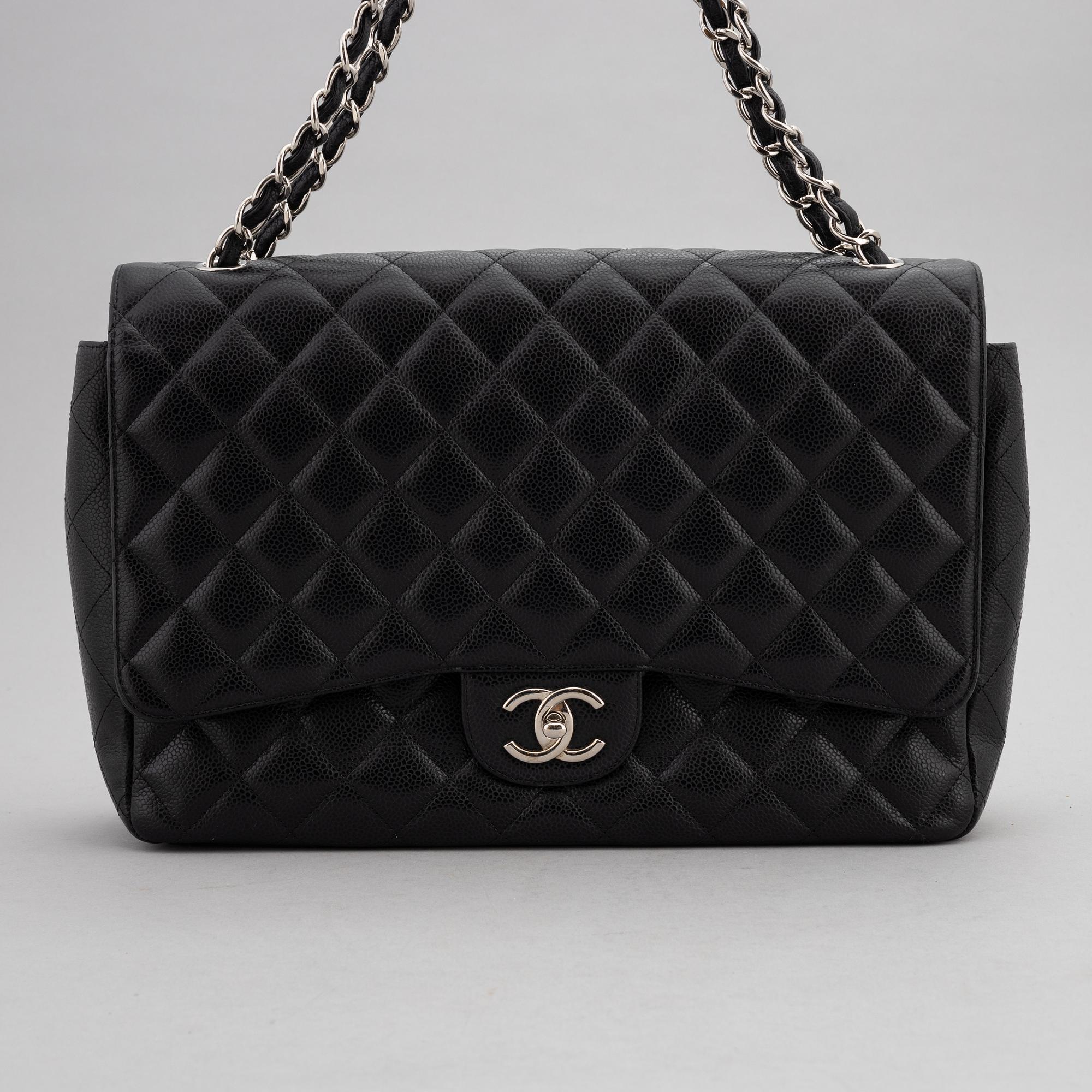 Chanel, a black caviar leather 'Double Flap Bag Jumbo', 2011.