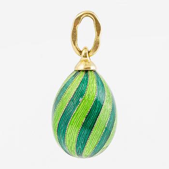 W.A. Bolin, pendant in the form of an egg, 18K gold and silver and enamel.