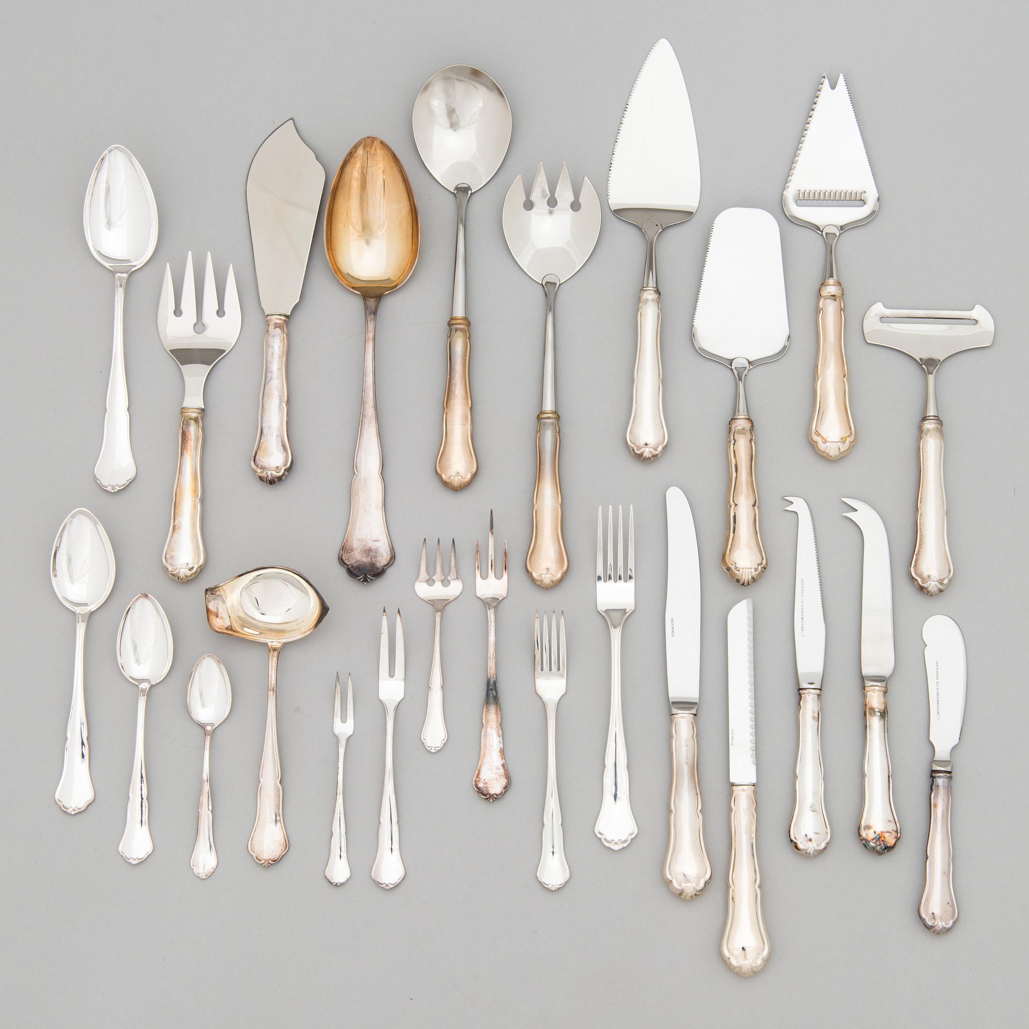 A 89-piece set of 'Chippendale' silver cutlery, Finnish hallmarks and control marks 1967-99.