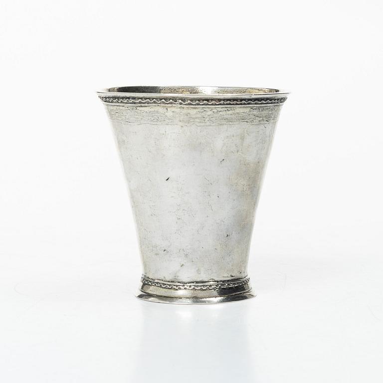 A Swedish silver Baroque beaker, mark of Anders Wibeck, Borås, 1728.