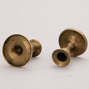 CANDLEHOLDERS, 8 pcs, different, brass and metal.