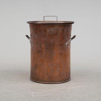 A late 19th century copper barrel.