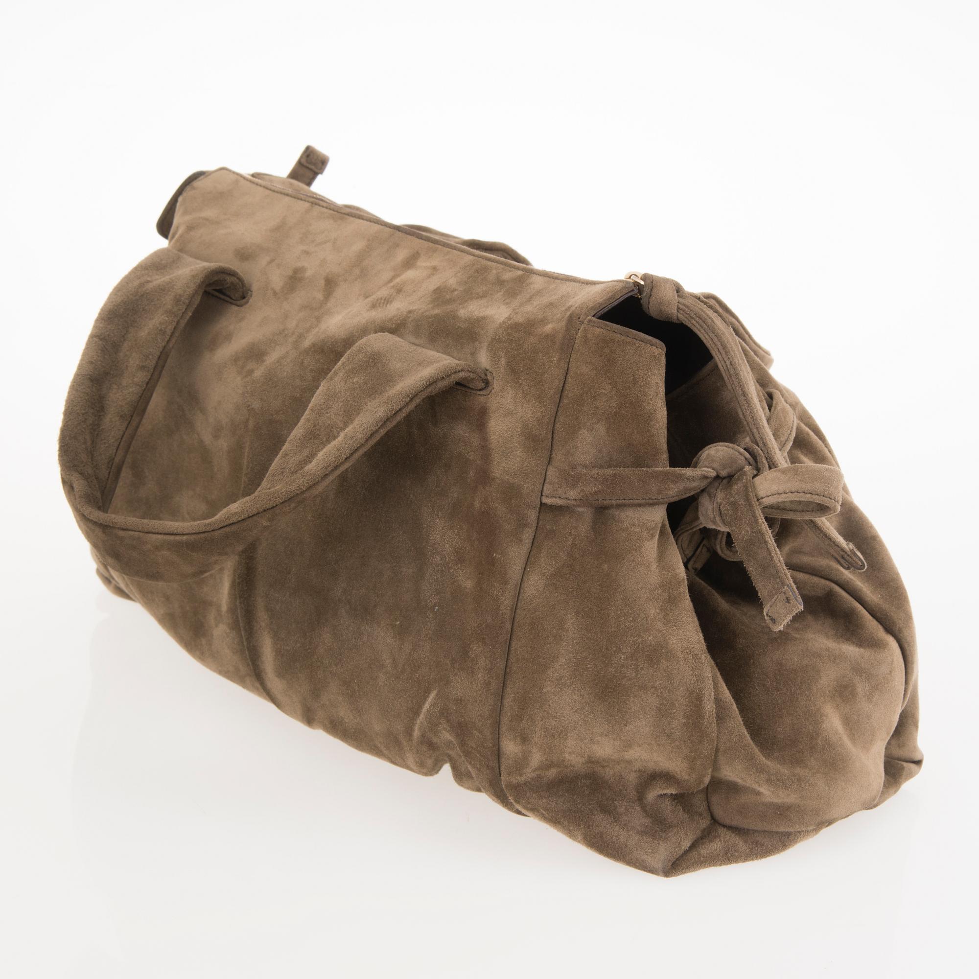 GUCCI Medium Suede Hysteria Top Handle Handbag.