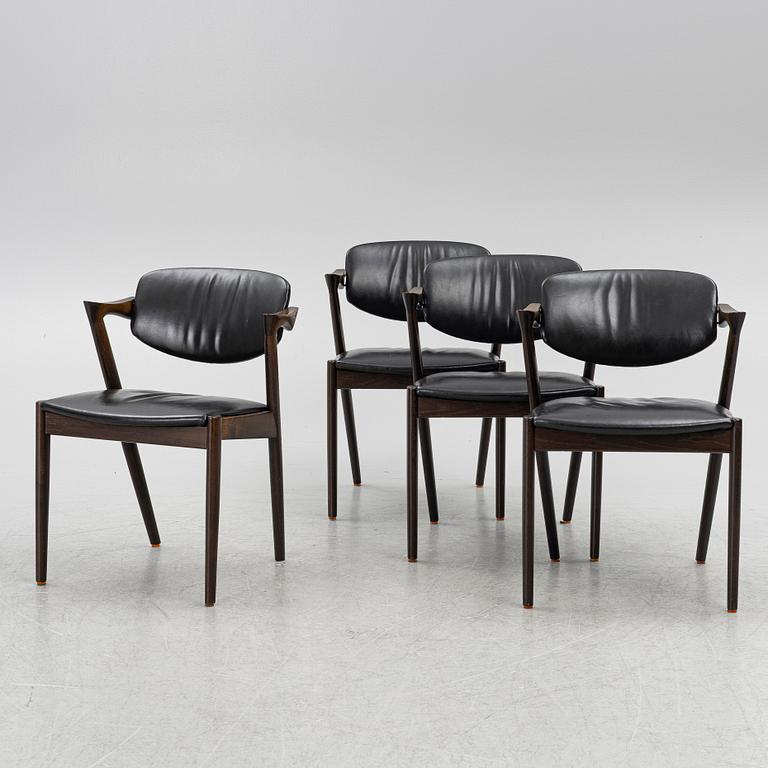 Kai Kristiansen, Four chairs, model 42, Schou Andersen, Denmark, 1950s.