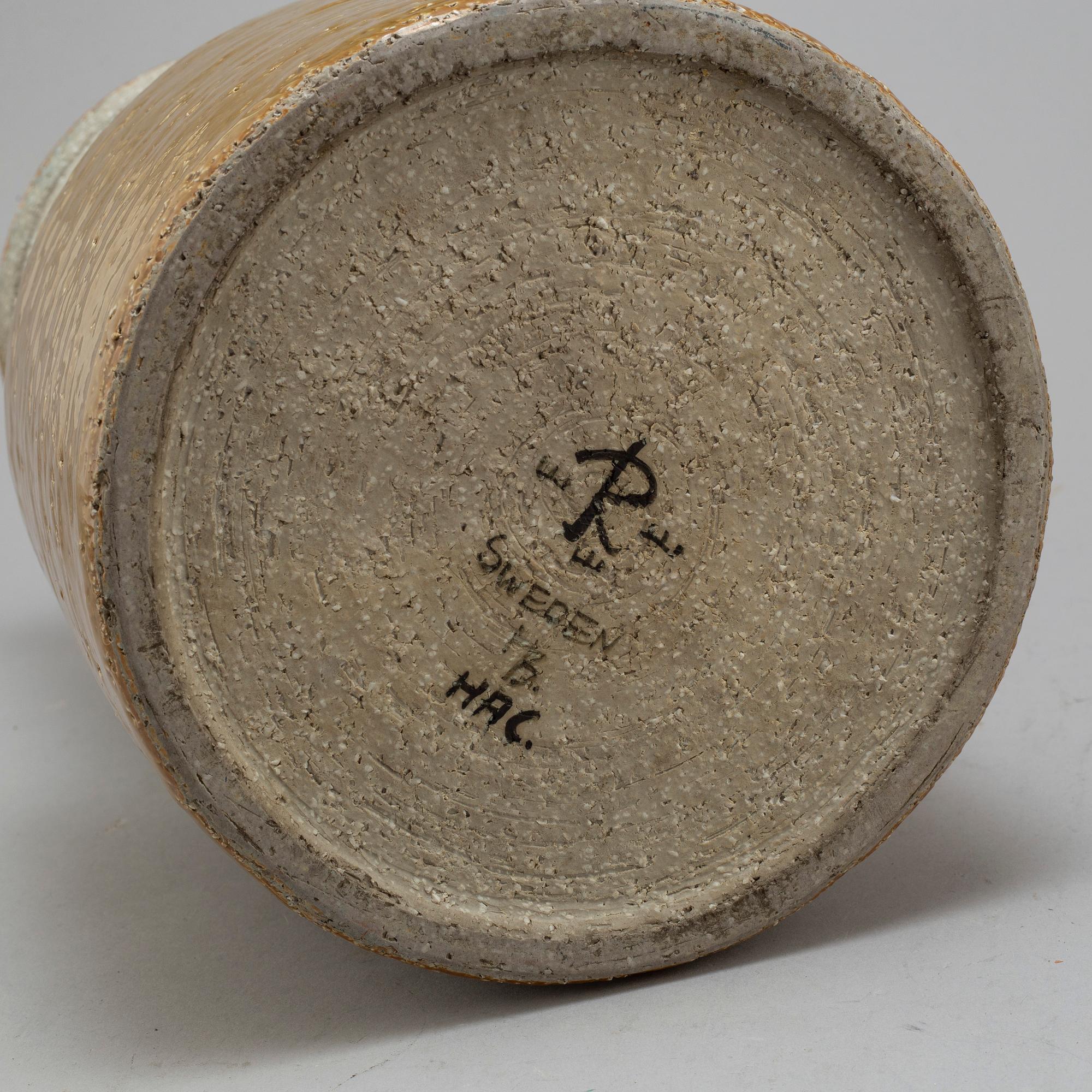 HERTHA BENGTSON, a mid 20th century stoneware floor vase for Rörstrand, Sweden, signed HB.