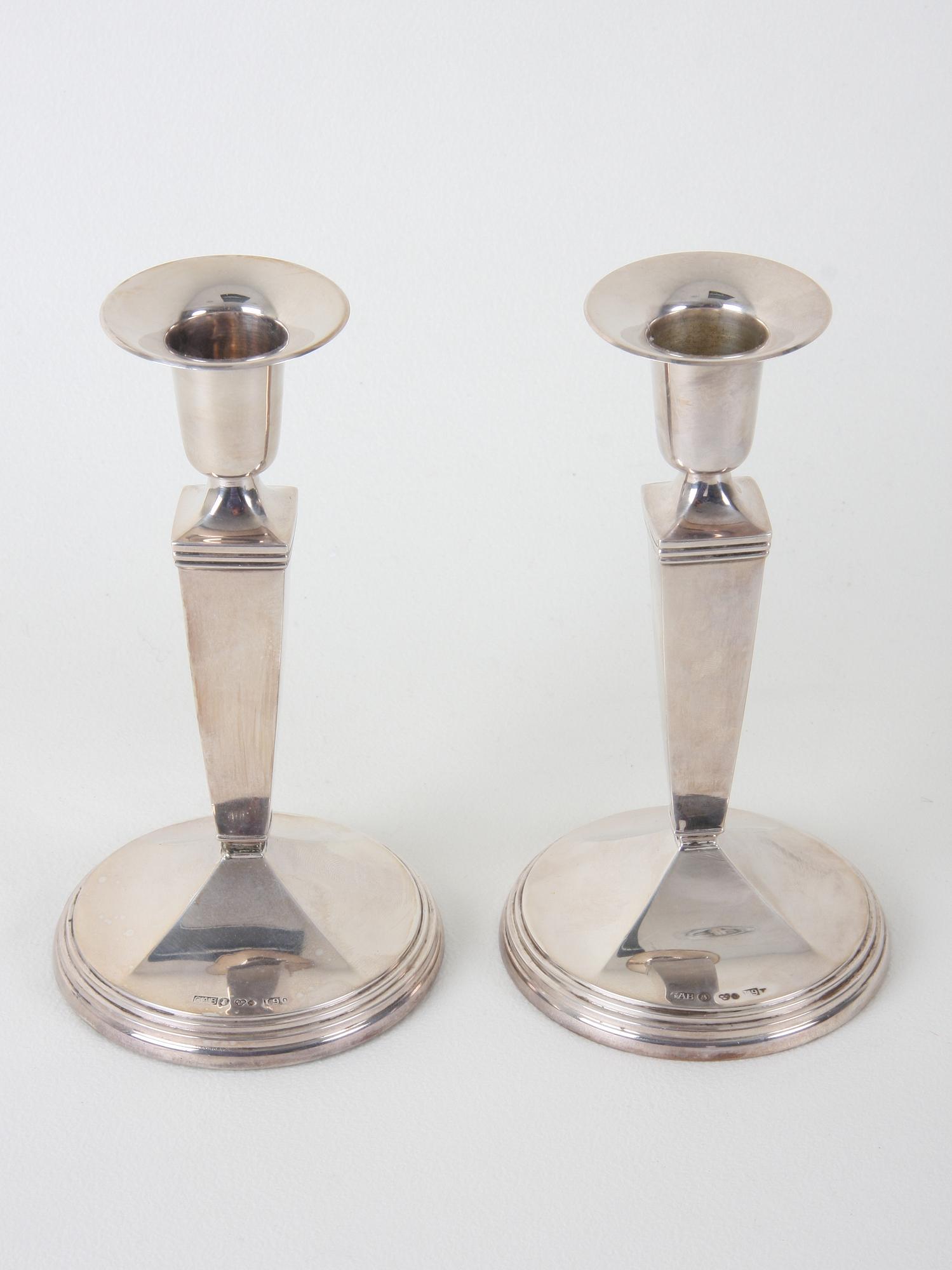 LJUSSTAKAR, ett par, silver, G.A.B 1959.
