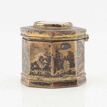 Adrian Lilja luktdosa silver Karlskrona 1857.