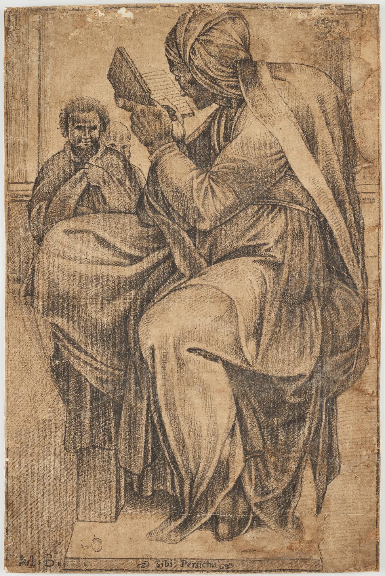MICHELANGELO BUONARROTI, efter. Initialer MB. Kolkrita 41 x 27 cm.