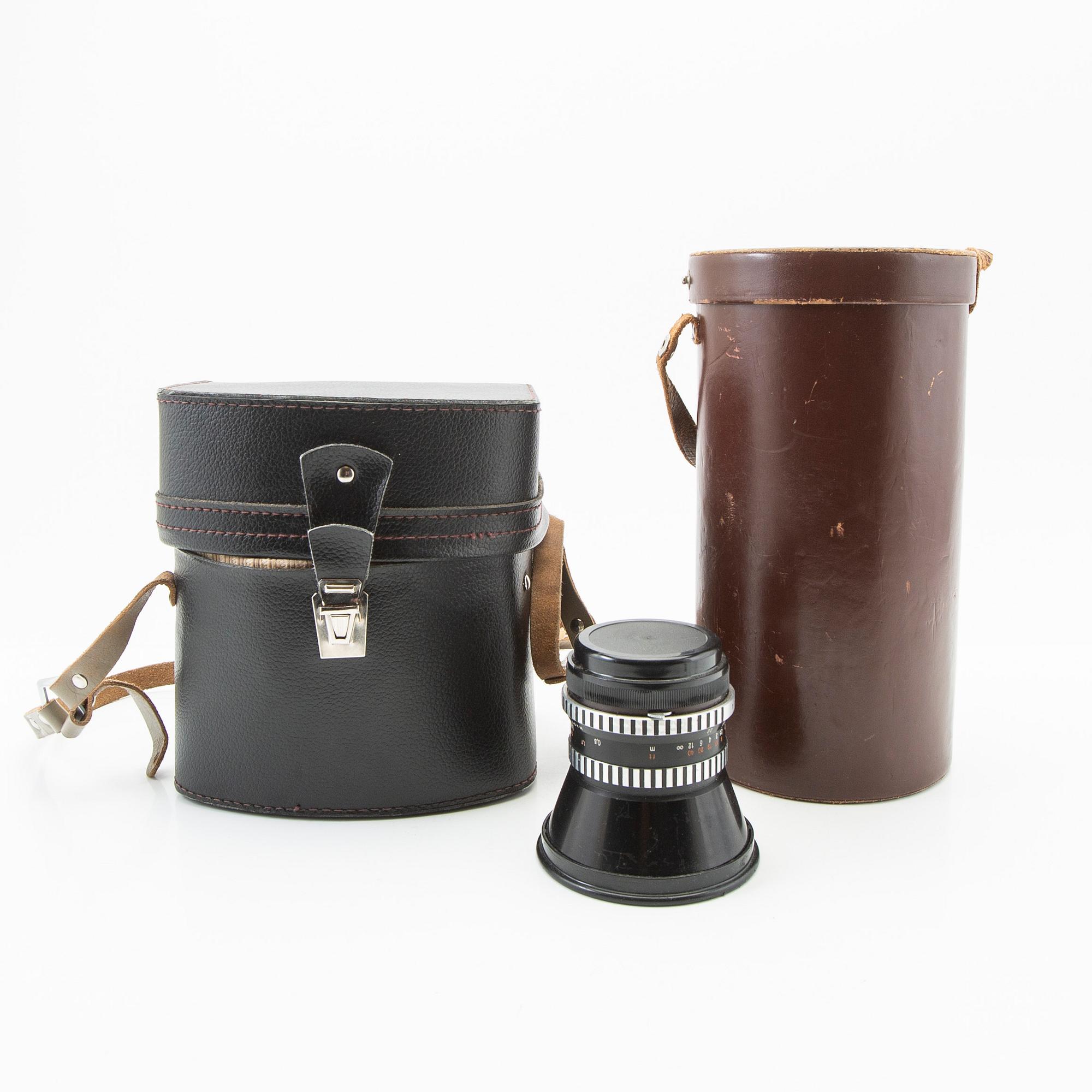 Camera, Kiev 60, and 3 lenses.