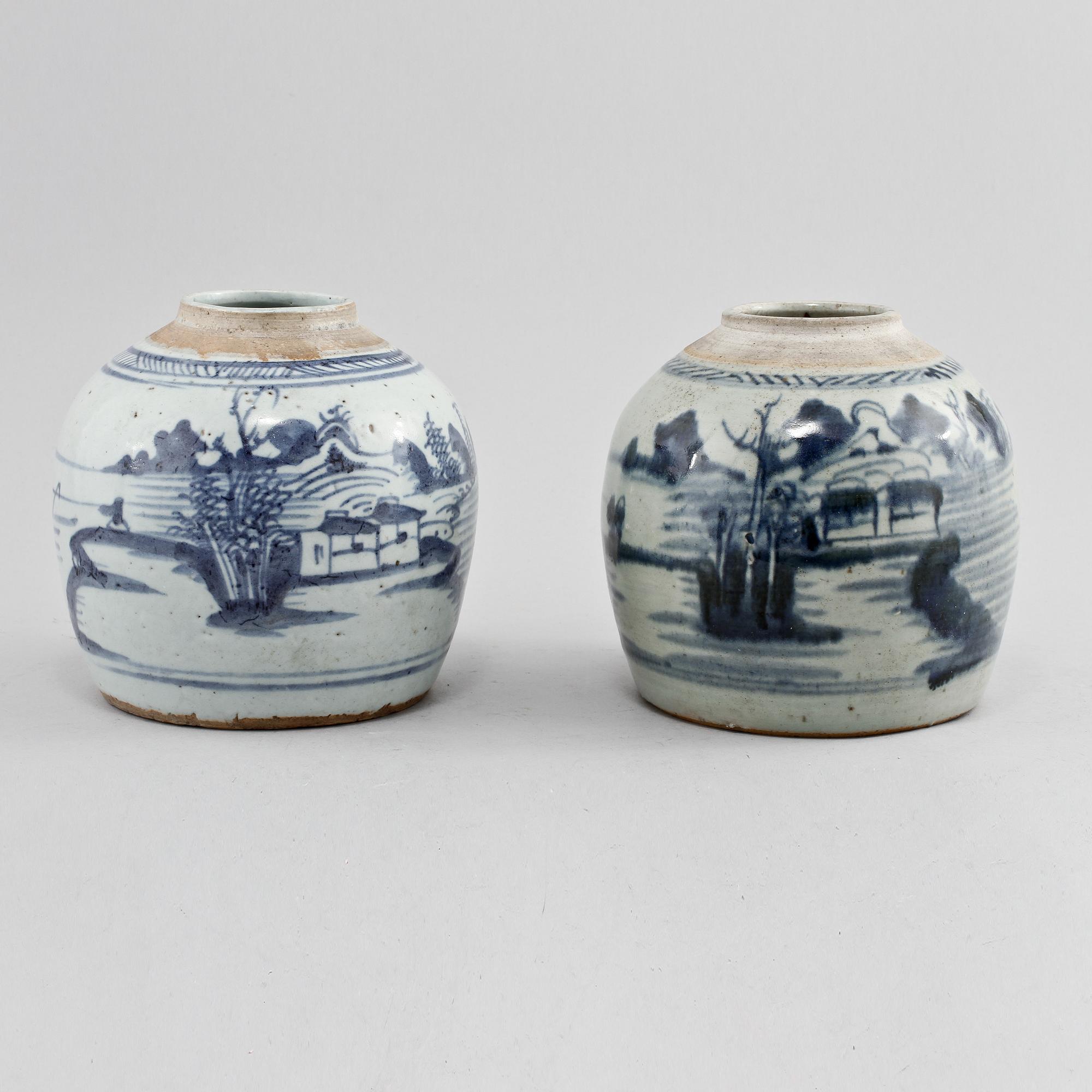 BOJANER, 2 st, porslin, Kina, 1800-tal.