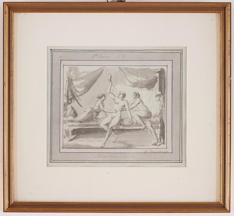 Carl August Ehrensvärd, "Goda gosse, glaset töm". Illustrations for drinking songs, 24.