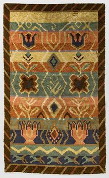 Toini Kallio, a rya rug, "Pirtinseinä", model for Neovuis, dated 1933. Ca. 213 x 128 cm.