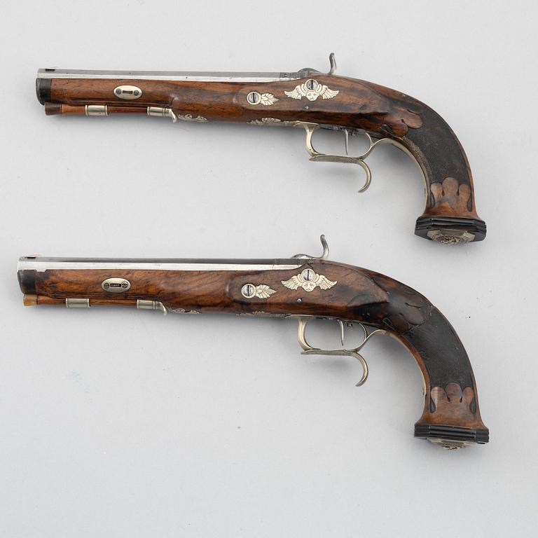 Percussion pistols, a pair, H. Sturm & G. Noack in Suhl.