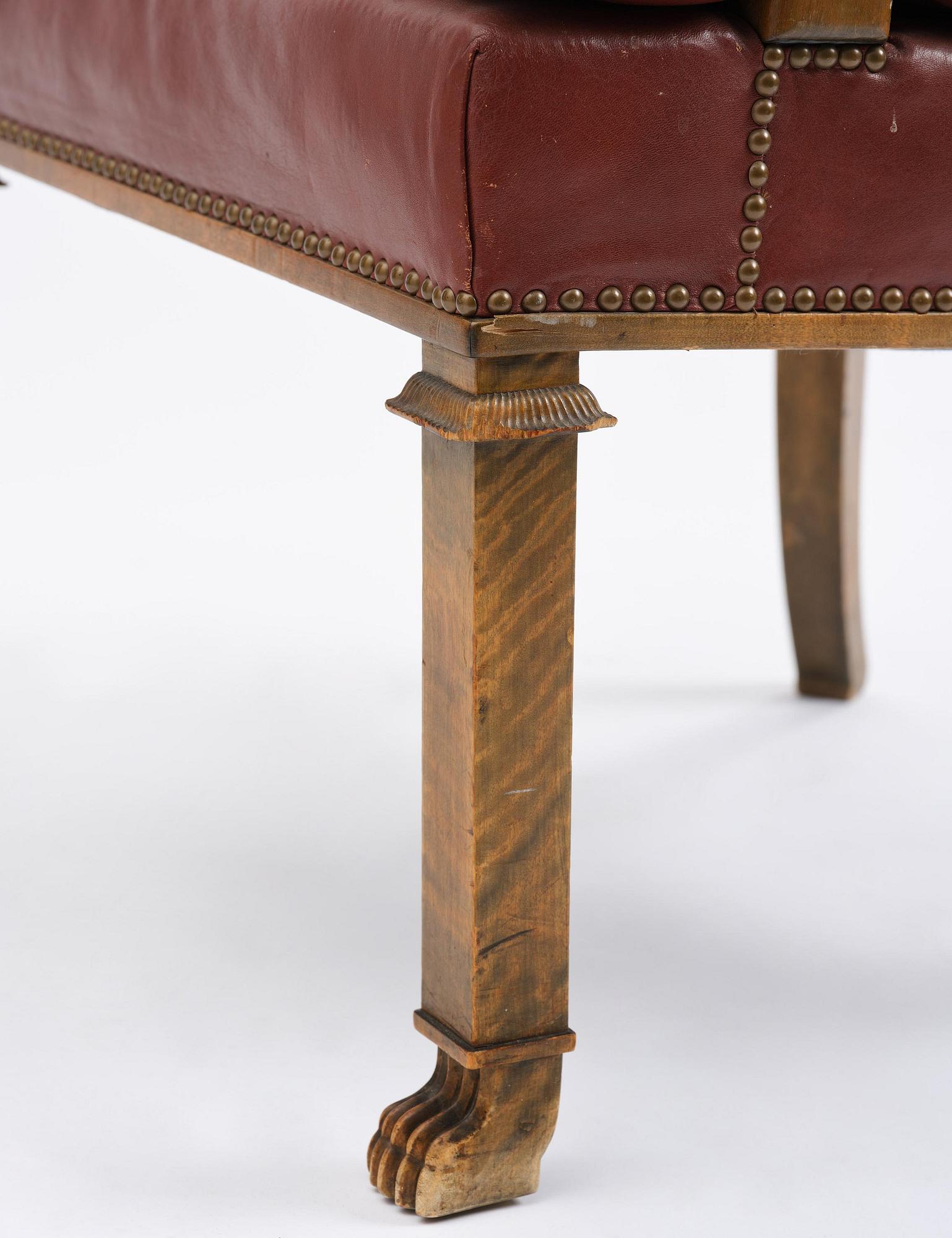 Axel Einar Hjorth, a "Caesar" stained birch and leather armchair, Nordiska Kompaniet, Sweden, 1929.