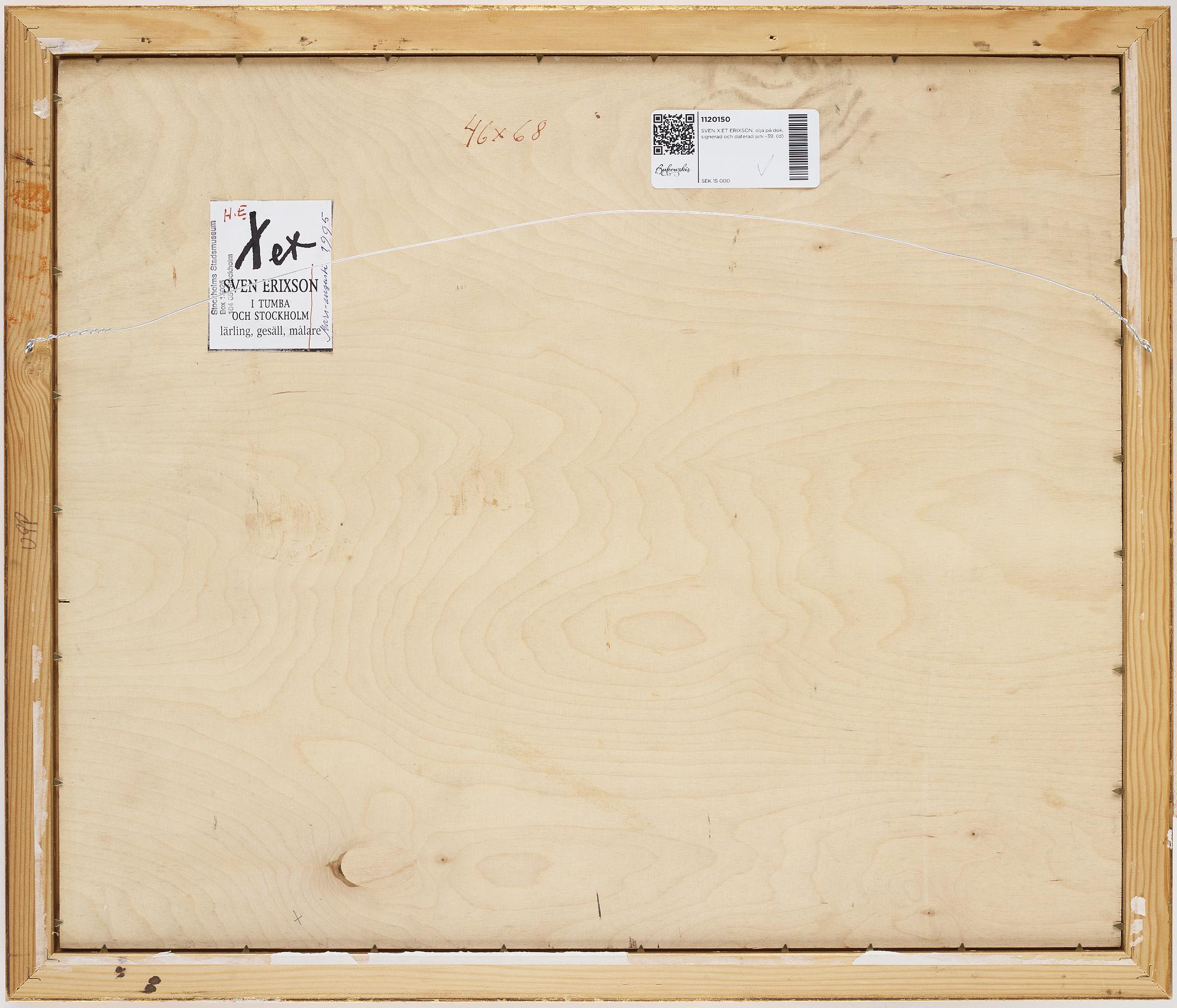 SVEN X:ET ERIXSON, oil on canvas, signed and dated june -39.