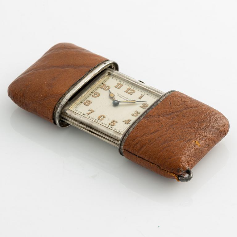 Movado, Chronometer, travel clock, 49 (72) x 33 x 13 mm.