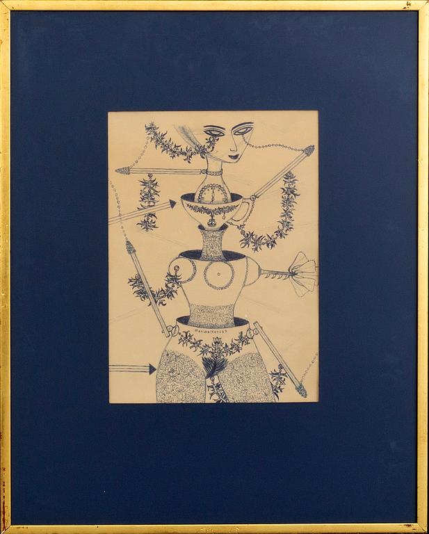 MAX WALTER SVANBERG, a signed and dated ink drawing.