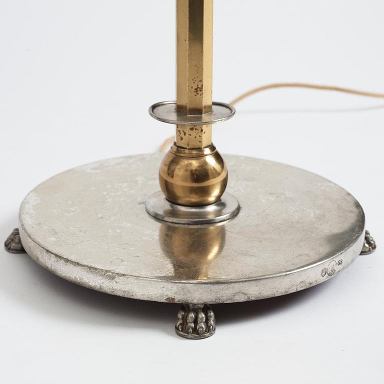 Nils Fougstedt, & Anna Petrus, a rare pewter and brass floor lamp, Svenskt Tenn, Stockholm 1929, model 763 A.