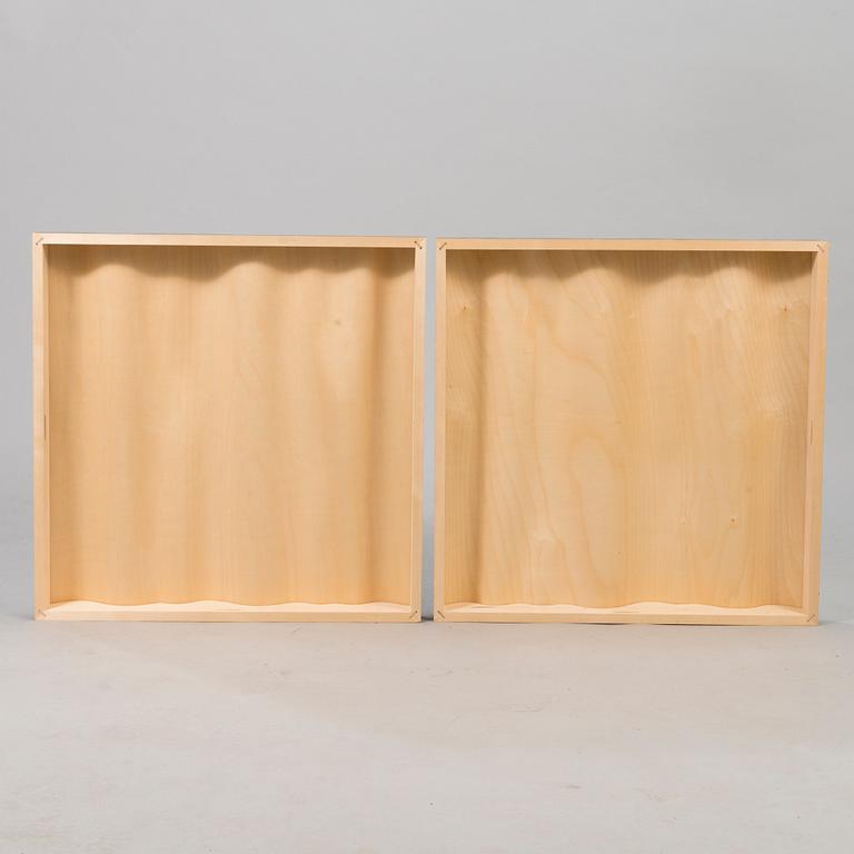 JOUKO KÄRKKÄINEN, a set of six late 20th centrury 'Ply' wall panels manufactured by HKT Korhonen Oy.