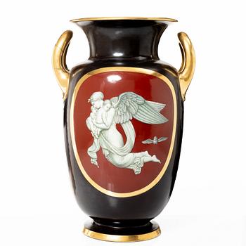 A large Swedish porcelain urn, Gustavsberg, 1866.