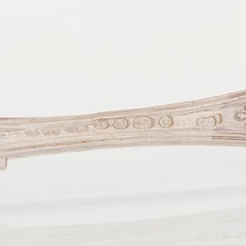 Fruktskedar, 2 st och tårtgafflar, 6 st, silver, London 1809 och 1920-tal och Dublin 1807.